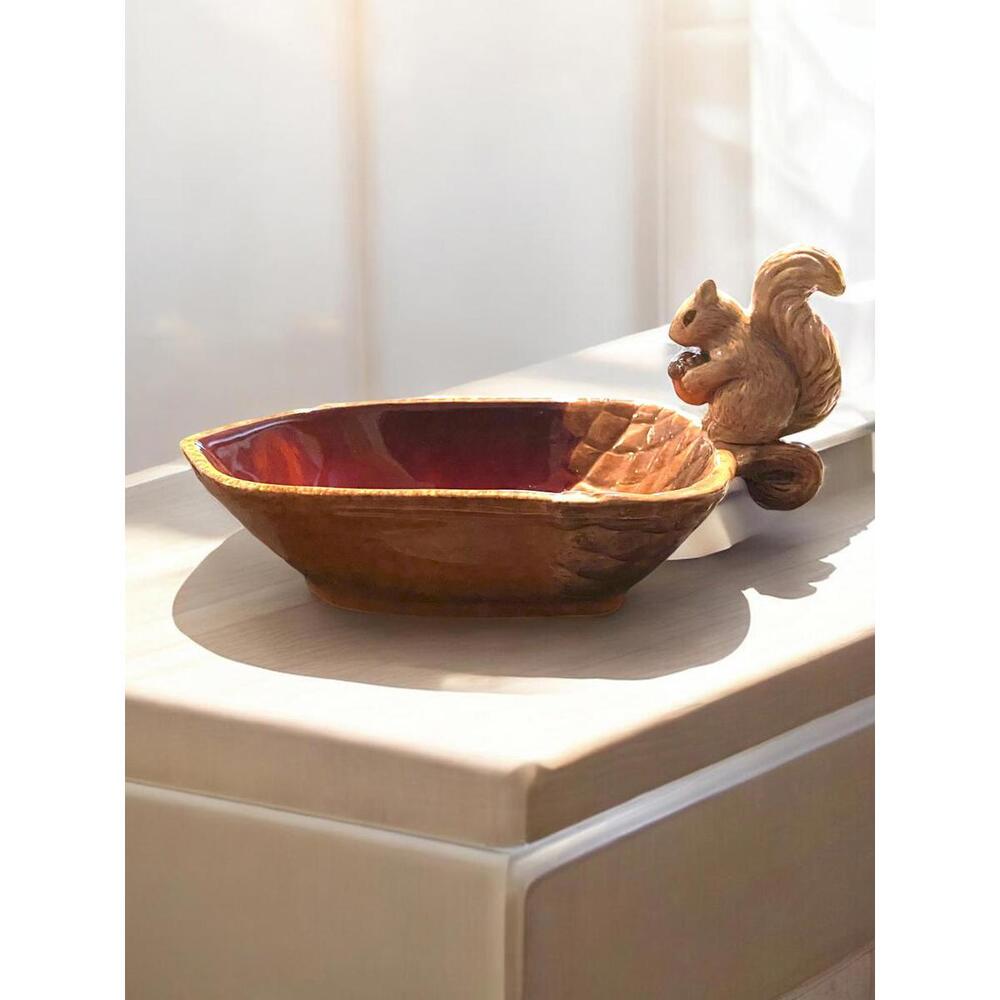 Charming Squirrel/Acorn Decorative Nut Trinket Dish Bowl Autumn Fall Colors